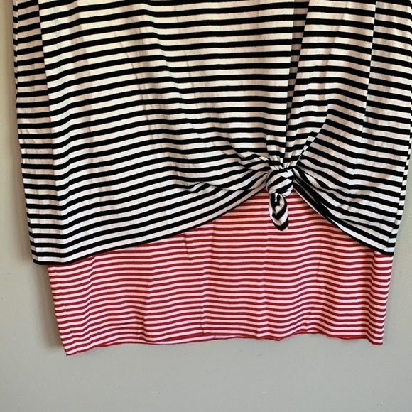 BAILEY 44 Black/White/Red Nautical Striped Stretch tie knot Dress - Picture 3 of 6